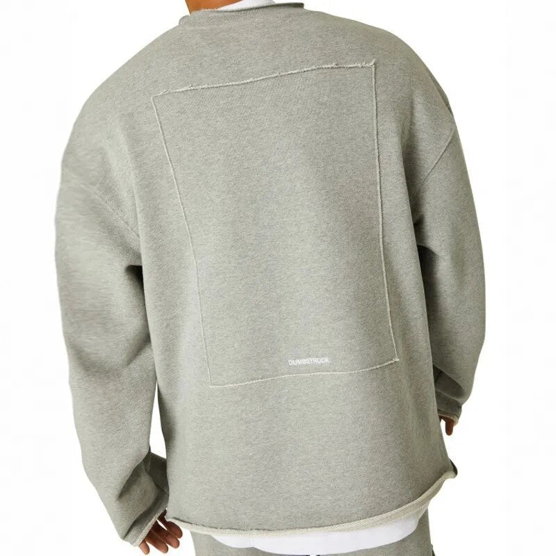 Loey Men's Oversized Sweater - Warm Crew Neck Long Sleeve-Men's Sweater-Grey-M-Camoufit