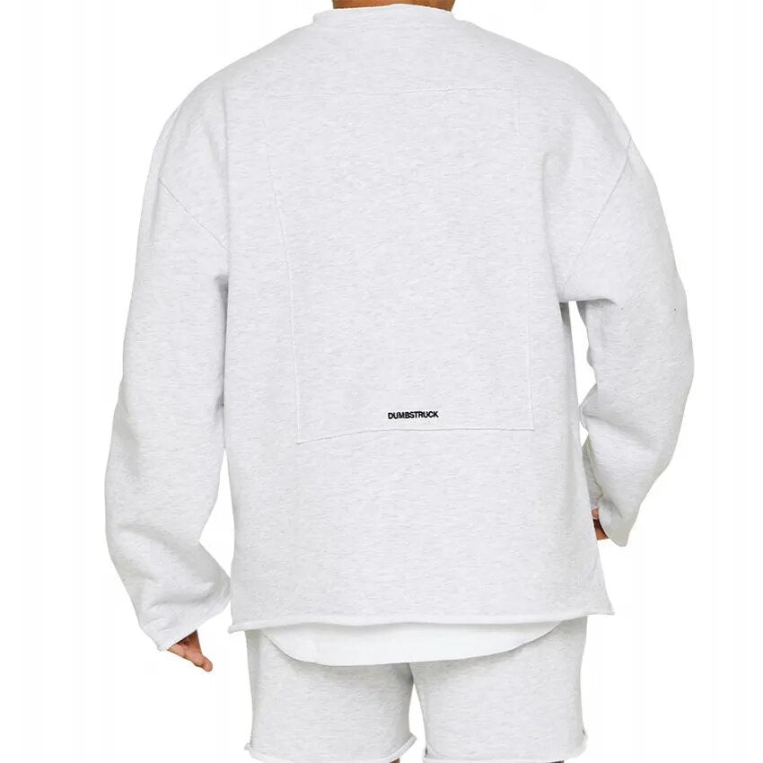 Loey Men's Oversized Sweater - Warm Crew Neck Long Sleeve-Men's Sweater-Grey-M-Camoufit
