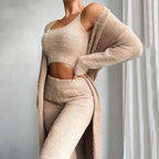 Fiora | Loungewear Set for Women - 3 Piece Cosy Warm Comfortable Relaxed Winter Fit-Loungewear set-Camel-S-Camoufit