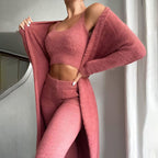 Fiora | Loungewear Set for Women - 3 Piece Cosy Warm Comfortable Relaxed Winter Fit-Loungewear set-Pink-S-Camoufit