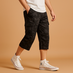 Marcus Men's Long Cotton Cargo Shorts-Cargo Shorts-CAMOUFIT-Gray-M-Camoufit