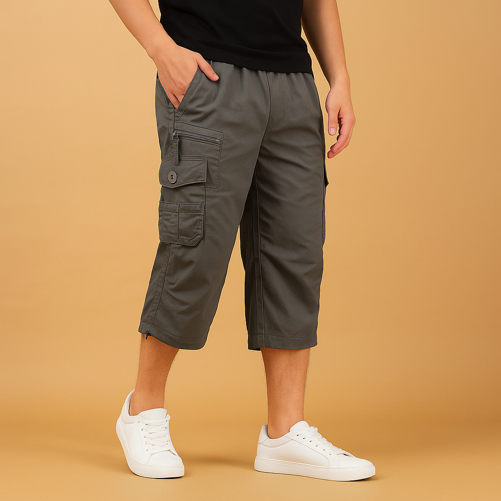 Marcus Men's Long Cotton Cargo Shorts-Cargo Shorts-CAMOUFIT-Light Gray-M-Camoufit
