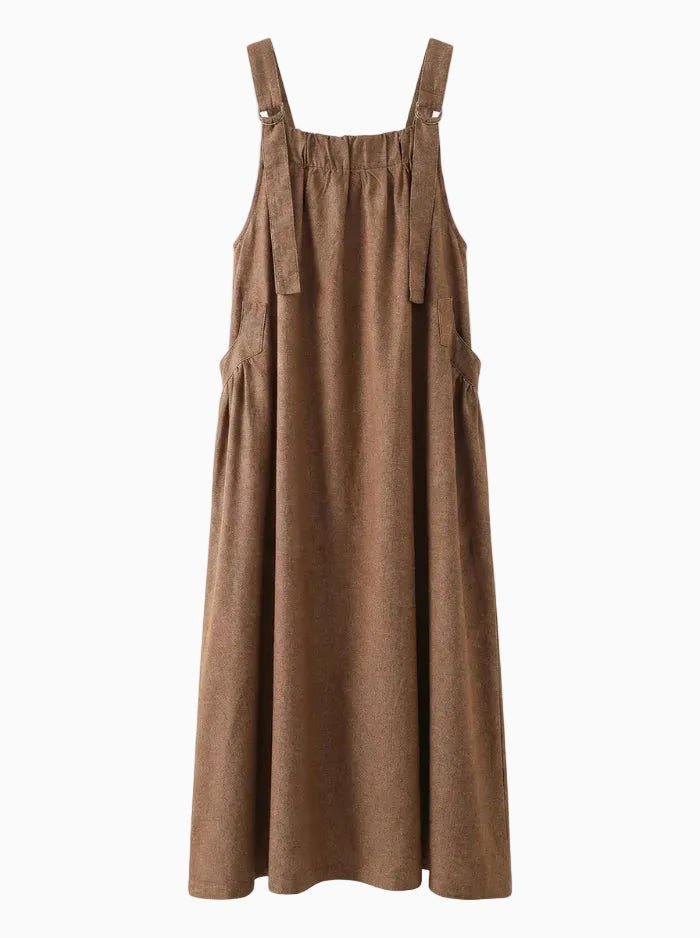 Loose Fit Denim Overall Dress-Dresses-CAMOUFIT-Brown-M-Camoufit