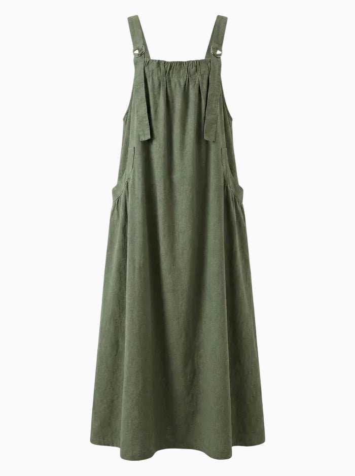 Loose Fit Denim Overall Dress-Dresses-CAMOUFIT-Green-M-Camoufit