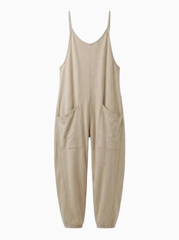 Loose Overalls with Large Pockets-Jumpsuits & Overalls-CAMOUFIT-Beige-S-Camoufit