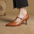 Lorena | Women’s Genuine Leather Heels – Chic Artisan Pointed-Toe & Refined Stiletto Comfort-Pointed Heels-Brown-4-