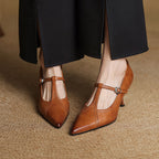 Lorena | Women’s Genuine Leather Heels – Chic Artisan Pointed-Toe & Refined Stiletto Comfort-Pointed Heels-Brown-4-