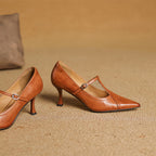 Lorena | Women’s Genuine Leather Heels – Chic Artisan Pointed-Toe & Refined Stiletto Comfort-Pointed Heels-Brown-4-