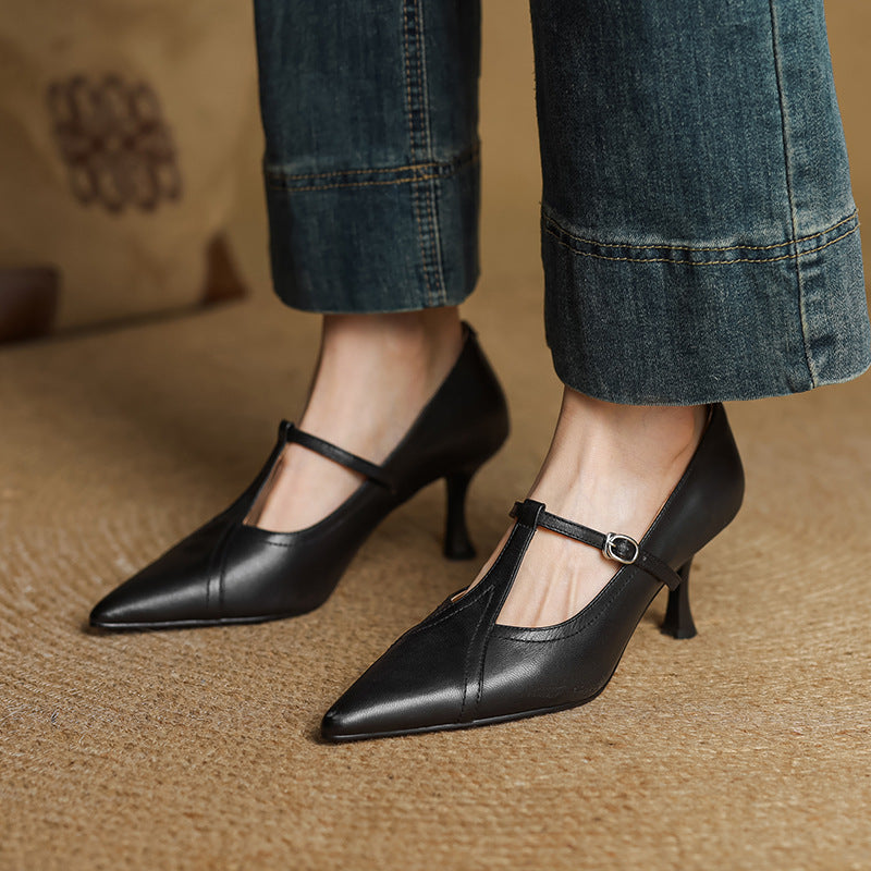 Lorena | Women’s Genuine Leather Heels – Chic Artisan Pointed-Toe & Refined Stiletto Comfort-Pointed Heels-Brown-4-