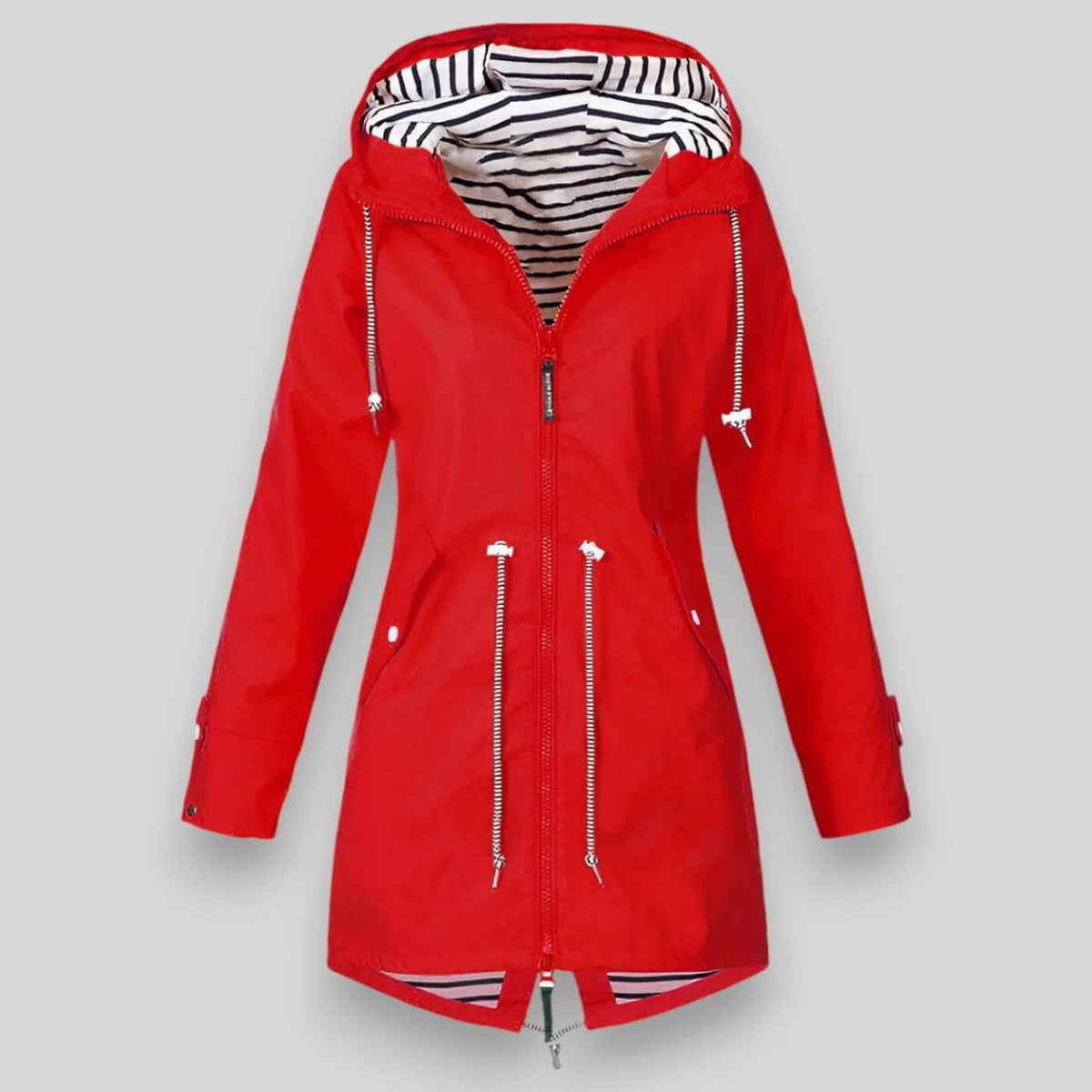 Damaris | Women's Waist Adjustable Drawstring Jacket - Utility Anorak Coat & Lightweight Parka