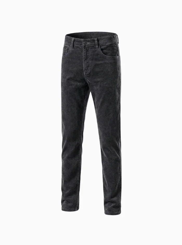 Luca Men's Corduroy Trousers – Slim Fit 5-Pocket Stretch Pants-Men's Corduroy Trousers-CAMOUFIT-Dark Gray-28-Camoufit
