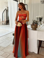 Isola | Strapless Maxi Dress for Women - Hollow Out A Line Flowy Summer Fit-Dresses-Red-S-Camoufit
