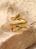 Women's Adjustable Snake Ring – Gold Serpentine Statement Design-Ring-Gold-