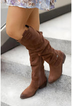 Caelisse | Women's Slouchy Knee High Boots – Cushioned Elegant Comfort Fit-Women's Knee high Boots-Dark Brown-6-