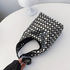 Aloura | Women's Studded Shoulder Bag with Crossbody Strap Spacious Bold Elegant Day Night Handbag-Shoulder Bag-Black-Camoufit