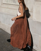 Women's Contrast Maxi Dress – V-Neck Elegant Flowy Fit-Dresses-Green-S-