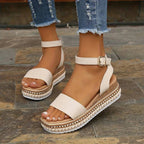 Arielle | Platform Sandals Women Ankle Strap Comfort Fit-Women's Sandals-Apricot-4-Camoufit