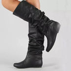 Marvelle | Women's Slouch Knee High Boots – Western Heel Elegant Fit-Women's High Boots-Black-3-Camoufit