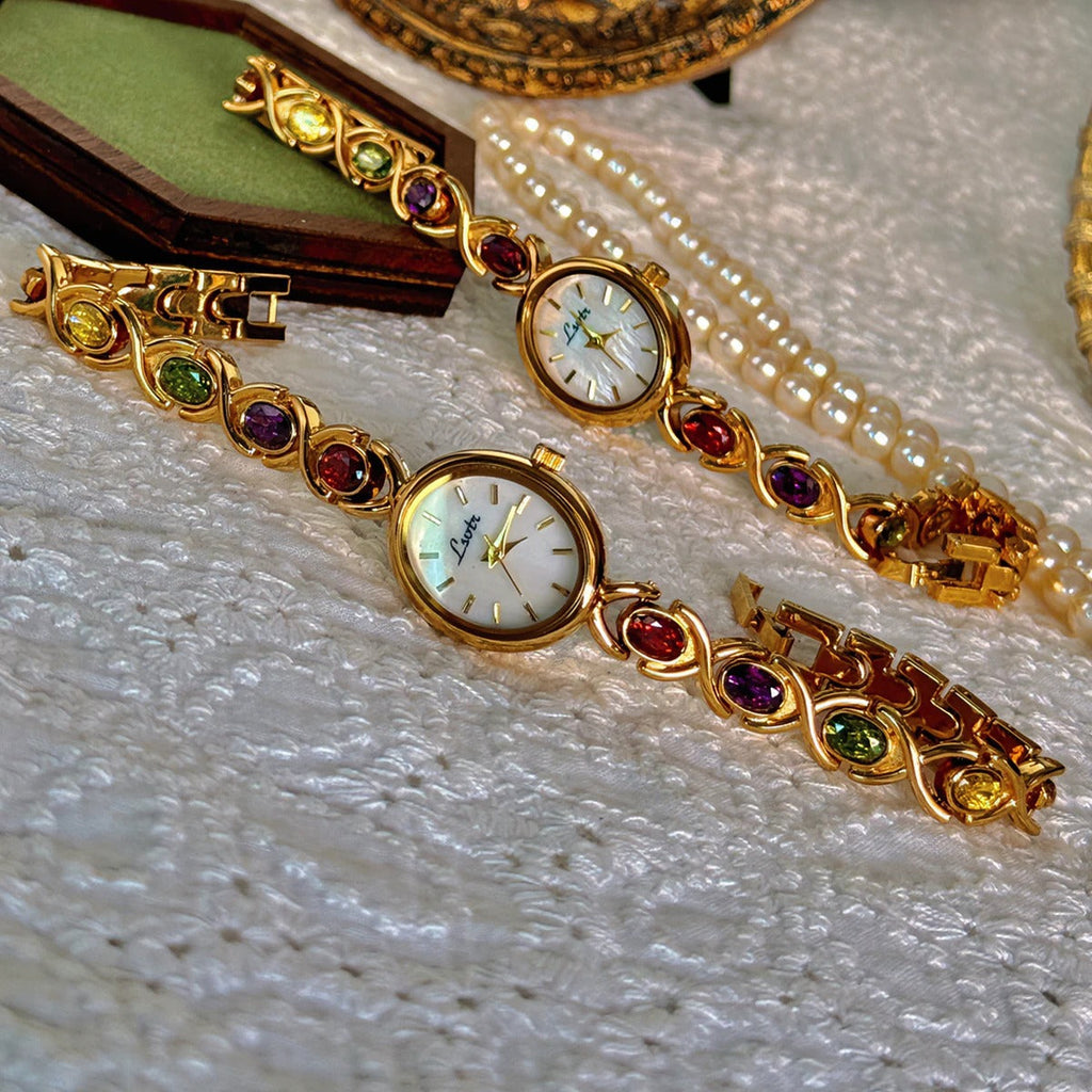 Women's Gemstone Bracelet Watch – Classic Oval Elegant Design-Watches-Default-