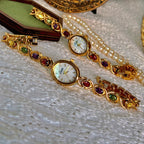 Women's Gemstone Bracelet Watch – Classic Oval Elegant Design-Watches-Default-