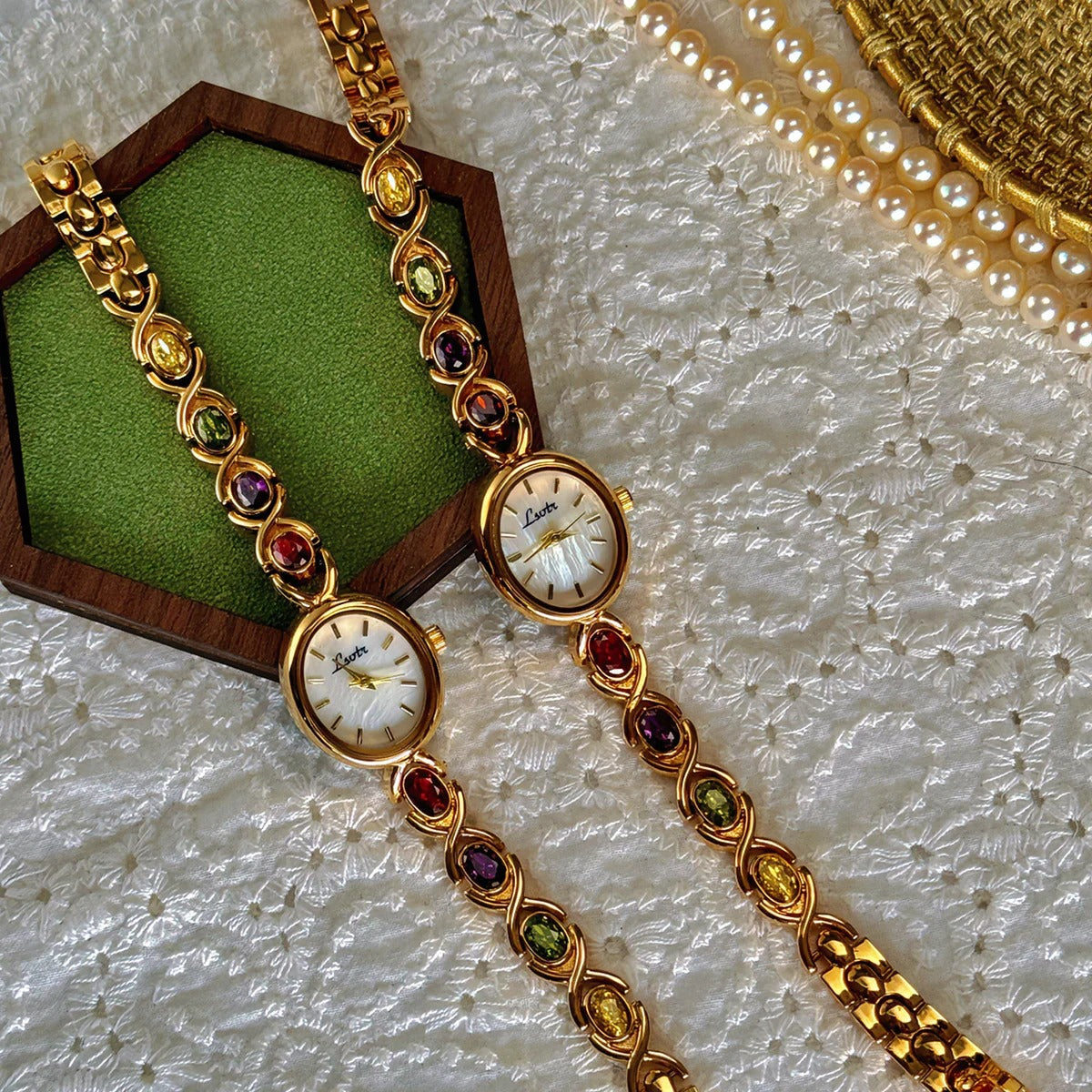 Women's Gemstone Bracelet Watch – Classic Oval Elegant Design-Watches-Default-