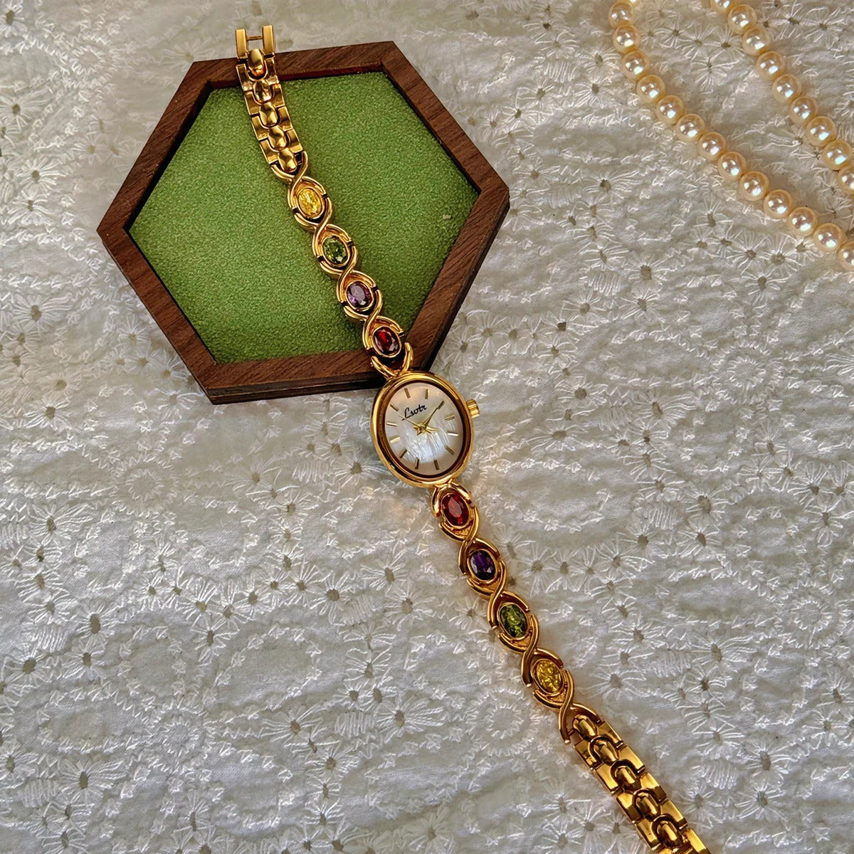 Women's Gemstone Bracelet Watch – Classic Oval Elegant Design-Watches-Default-