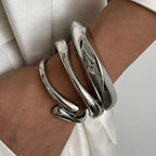 Elegant Fluid Cuff Bracelet – Open Statement Design-bracelet-Golden Flow Cuff-