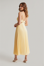 Aveline Pleated Wedding Guest Midi Dress – Elegant Flow Fit-Midi Dresses-Yellow-S-Camoufit