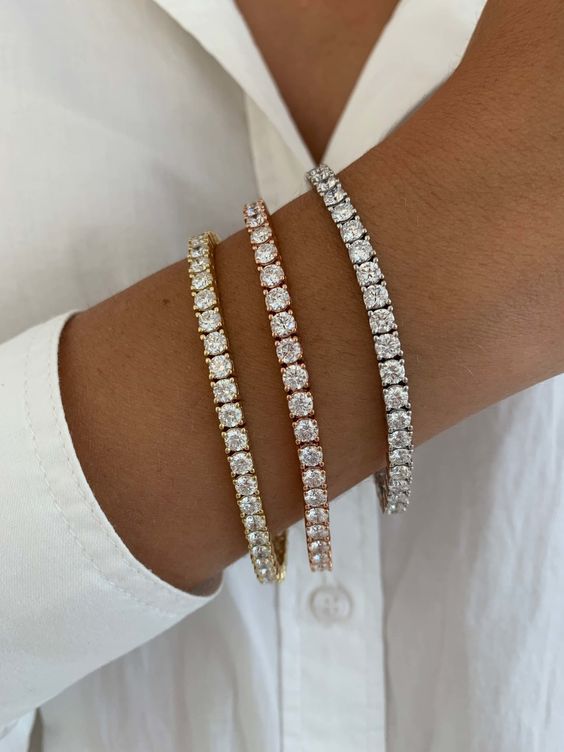 Women's Brilliance Tennis Bracelet – Elegant Timeless Sparkle Design-bracelet-Gold-