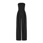 Vionelle | Women's Strapless Wide Leg Jumpsuit Tailored Waist Pockets Elegant Evening Playsuit-Jumpsuit-Navy-XS-Camoufit