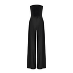 Vionelle | Women's Strapless Wide Leg Jumpsuit Tailored Waist Pockets Elegant Evening Playsuit-Jumpsuit-Navy-XS-Camoufit
