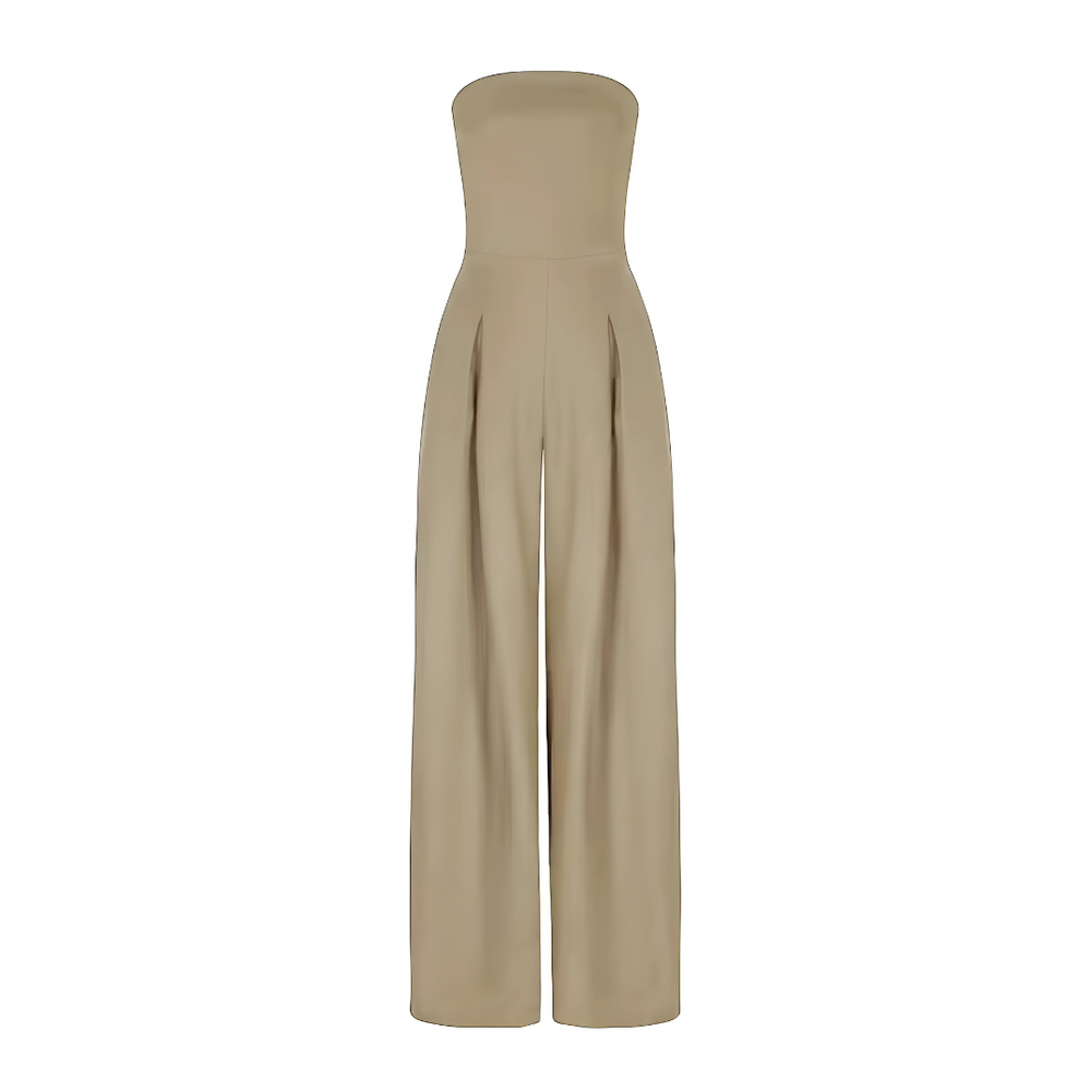 Vionelle | Women's Strapless Wide Leg Jumpsuit Tailored Waist Pockets Elegant Evening Playsuit-Jumpsuit-Navy-XS-Camoufit