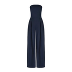 Vionelle | Women's Strapless Wide Leg Jumpsuit Tailored Waist Pockets Elegant Evening Playsuit-Jumpsuit-Navy-XS-Camoufit