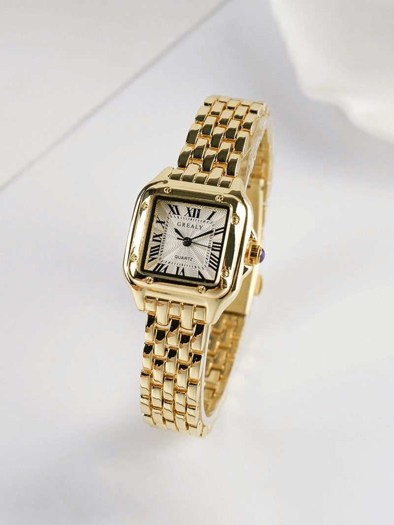 Women's Square Quartz Watch – Modern Elegant Adjustable Design-Watches-Gold-