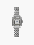 Women's Square Quartz Watch – Modern Elegant Adjustable Design-Watches-Silver with Zirconia Stones-