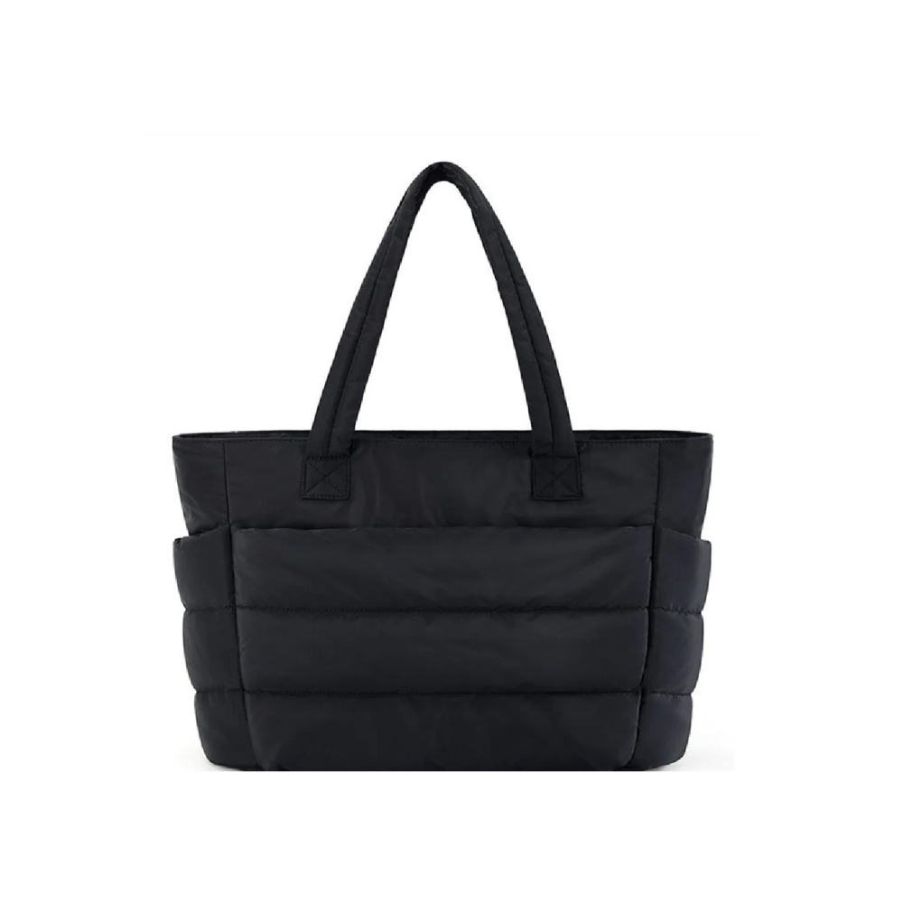 Isola | Women's Puffer Tote Bag Spacious Lightweight Quilted Everyday Work Travel Handbag-Tote bag-Black-Camoufit