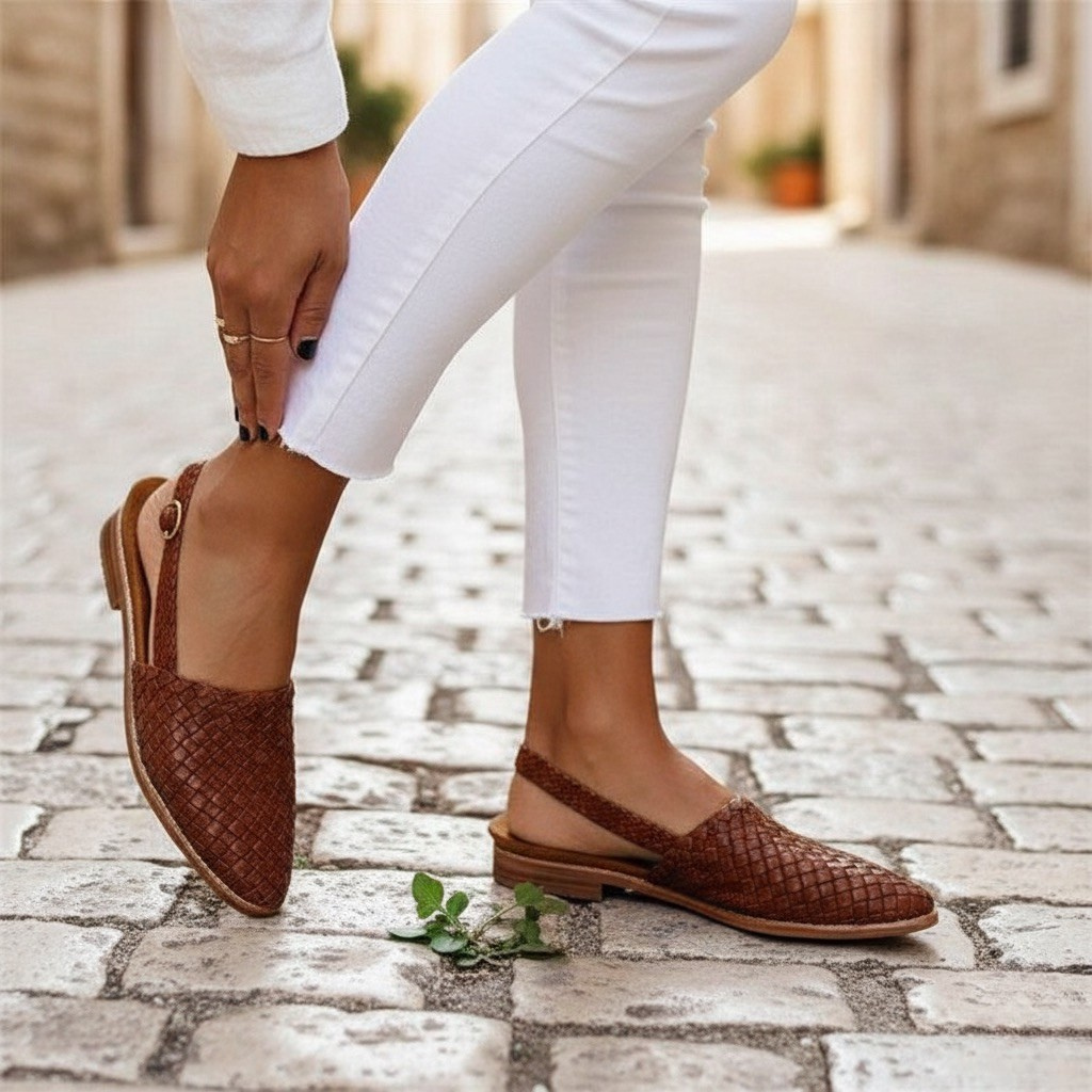 Luna Refined Woven Flats - Comfortable Everyday Elegant Shoes-Women's Flats-Brown-4-Camoufit