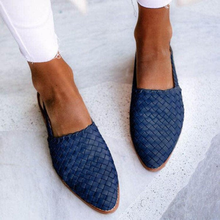 Luna Refined Woven Flats - Comfortable Everyday Elegant Shoes-Women's Flats-Navy-4-Camoufit