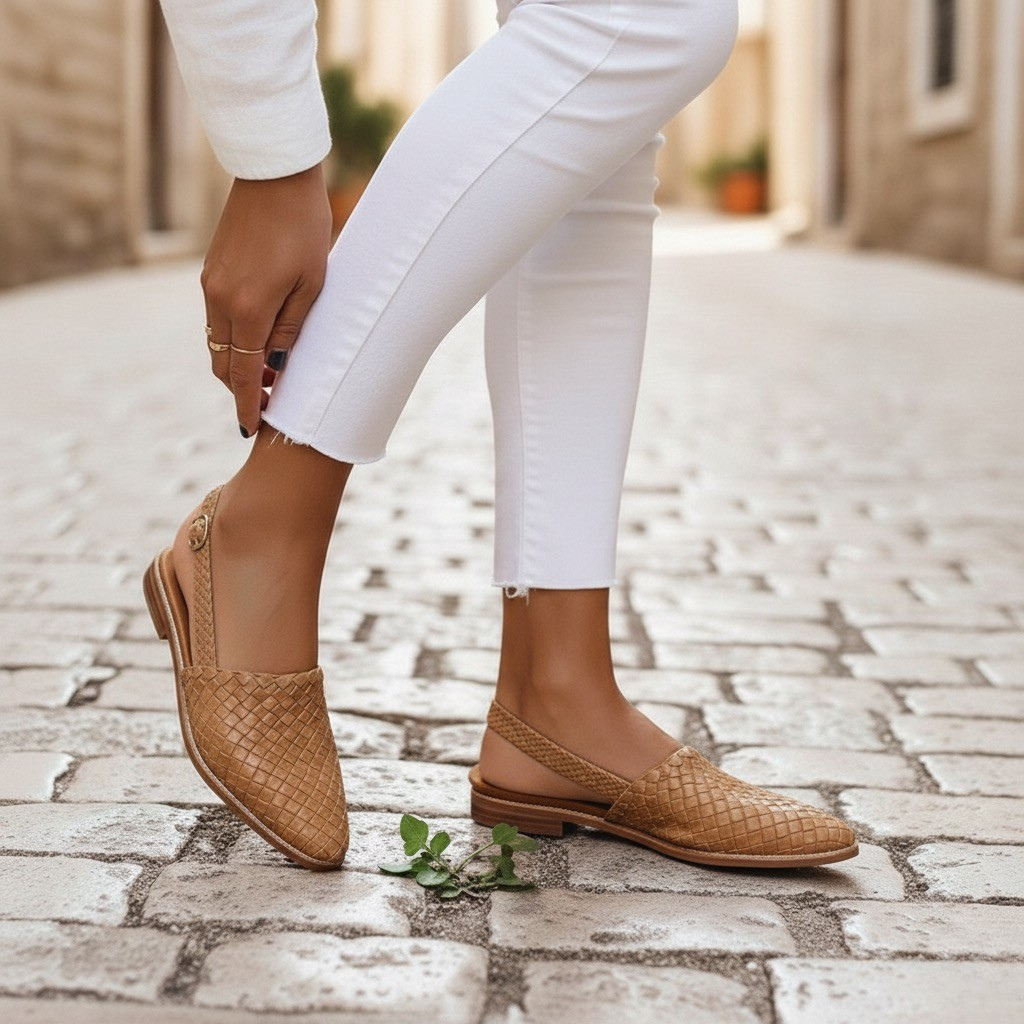 Luna Refined Woven Flats - Comfortable Everyday Elegant Shoes-Women's Flats-Brown-4-Camoufit