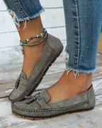 Noa | Tassel Stitch Slip-On Loafers Women Classic Comfort Fit-Women's Loafers-Grey-4-Camoufit