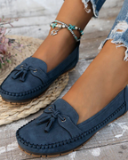 Noa | Tassel Stitch Slip-On Loafers Women Classic Comfort Fit-Women's Loafers-Navy Blue-4-Camoufit