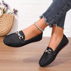 Zarelle | Women's Chain Detail Loafers – Crystal Slip On Elegant Fit-Women's Loafers-Black-4-