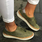 Rovelle | Women's Perforated Slip On Sneakers – Cushioned Breathable Comfort Fit-Women's Sneakers-Green-3-
