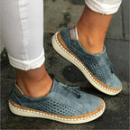 Rovelle | Women's Perforated Slip On Sneakers – Cushioned Breathable Comfort Fit-Women's Sneakers-Blue-3-