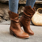 Alouette | Women's Slouch Ankle Boots – Mid Heel Western Comfort Fit-Women's Ankle Boots-Brown-4-