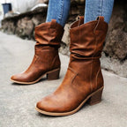 Alouette | Women's Slouch Ankle Boots – Mid Heel Western Comfort Fit-Women's Ankle Boots-Black-4-
