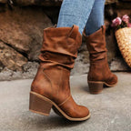 Alouette | Women's Slouch Ankle Boots – Mid Heel Western Comfort Fit-Women's Ankle Boots-Black-4-