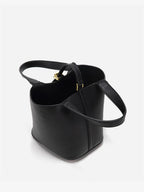 Lunessa | Women's Taupe Bucket Bag with Gold Hardware Padlock Top Handle Structured Mini Handbag-Handbag-Black-Camoufit