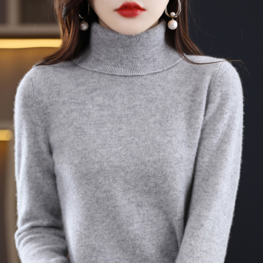 Althea Women's Turtleneck Sweater – Soft Elegant Winter Style-Women's Turtleneck Sweater-Gray-S-Camoufit