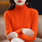 Althea Women's Turtleneck Sweater – Soft Elegant Winter Style-Women's Turtleneck Sweater-Orange-S-Camoufit